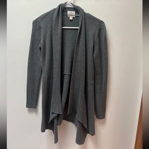 St. John’s Bay Gray Open Front Waterfall Cardigan Sweater Small